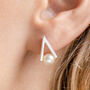 Silver Colour V Shaped Studs With Pearl Detail, thumbnail 1 of 3