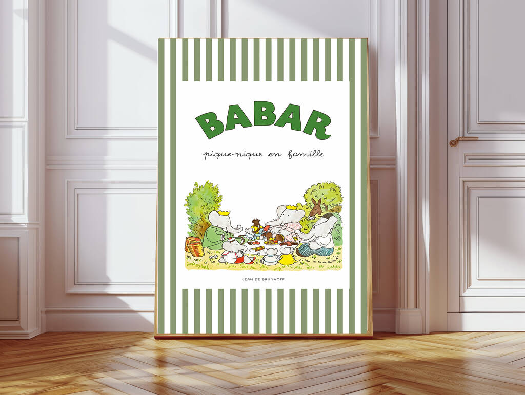 Babar Picnic Nursery Art Print, 1 of 4