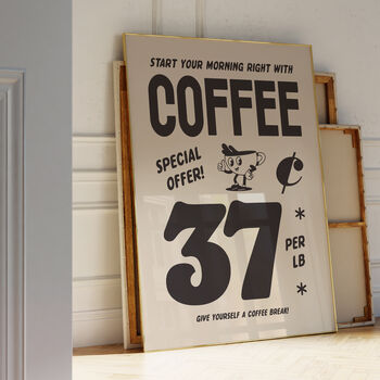Vintage Retro Coffee Wall Art Kitchen Print, 3 of 4