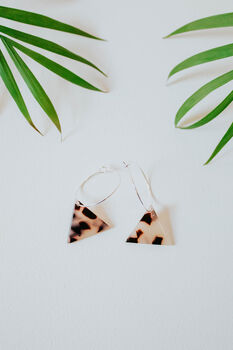 Blonde Tortoiseshell Triangle Hoop Earrings, 3 of 4