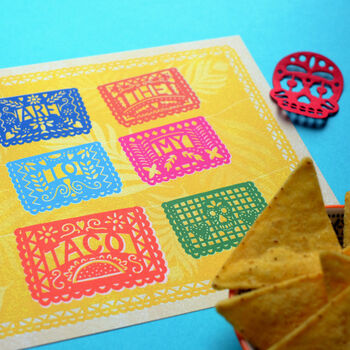 Mexican Taco Bunting Papel Picado Illustration Print, 4 of 5