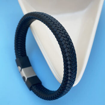 Tread Leather Bracelet Black, 5 of 6