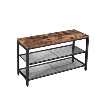 Industrial Style Shoe Bench With Two Shelves, 5 of 5