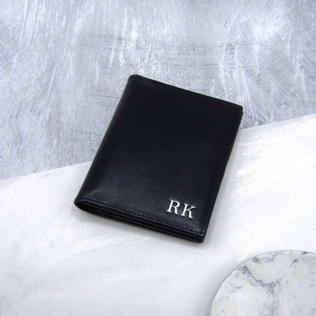 Personalised Men's Rfid Leather Trifold Card Holder, 1 of 6