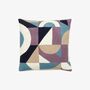 Geometric Purple And Dusty Blue Embroidered Cushion, thumbnail 1 of 2