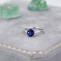 Sterling Silver One Carat Sapphire Blue Cz Brilliant Cut Ring, thumbnail 7 of 12