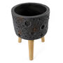 Leaf Design Lunar Moon Black Planter With Stand, thumbnail 4 of 10