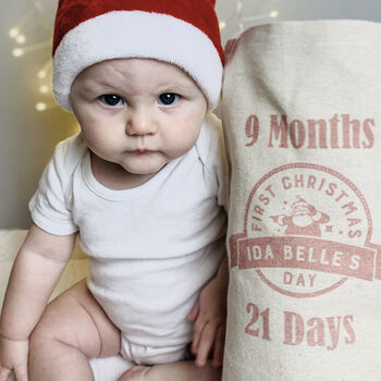 Baby's 1st Christmas Linen Milestone Stocking, 3 of 5