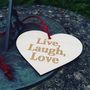 Wooden Heart On A String 'Live, Laugh, Love', thumbnail 1 of 3