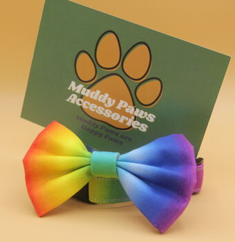 Rainbow Ombre Dog Bow Tie, 7 of 10