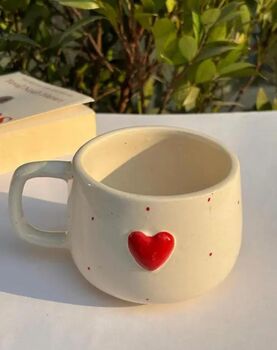 Red Heart Valentine Ceramic Coffee Mug, 4 of 4