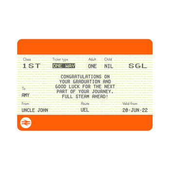 Personalised Graduation Train Ticket Print, 3 of 3