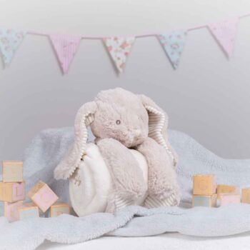 Personalised Bunny Plush Toy With Folded Blanket, 2 of 9