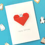 Personalised Cat Birthday Origami Heart Card, thumbnail 1 of 10