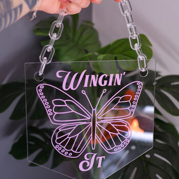 Butterfly Clear Acrylic Banner With Acrylic Chain, 4 of 7