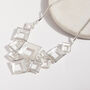 Matt Silver Geometric Hollow Square Necklace, thumbnail 2 of 5
