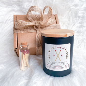 We Are The Perfect Match Candle Gift With Mini Matches, 3 of 9