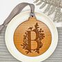 Personalised Botanical Wooden Initial Bauble, thumbnail 2 of 8