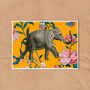 Elephant Floral Yellow Vintage Style Art Print, thumbnail 3 of 5