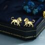Sterling Silver Lion Stud Earrings, thumbnail 2 of 12