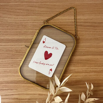 Personalised Hand Stitched Ace Of Hearts Playing Card Framed Print, 2 of 3