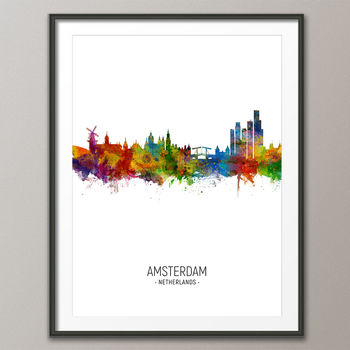Amsterdam Skyline Portrait Print And Box Canvas, 3 of 5