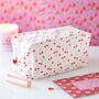 Love Heart Cherry Print Makeup Bag With Enamel Zip Pull, thumbnail 1 of 4