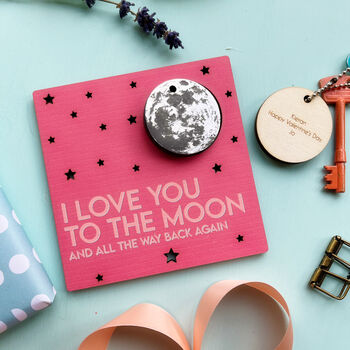 Loved To The Moon Valentine's Card And Keyring Gift, 7 of 10
