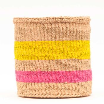 Fluoro Yellow And Pink Stripe Storage Baskets, 3 of 8