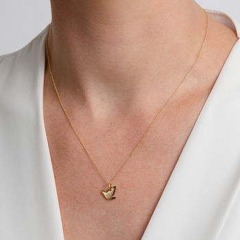 Solid 9ct Gold Dove Pendant, 2 of 5