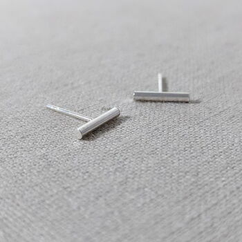 Sterling Silver Bar Stud Earrings, 6 of 9