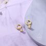 Moonstone Starburst Huggie Hoop Earrings In Sterling Silver, thumbnail 6 of 11