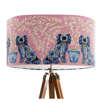 Staffordshire Dog Twins On Pink Lampshade, 5 of 5