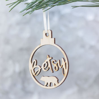 Personalised Bear Name Bauble Decoration, 2 of 4