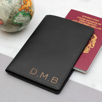 Personalised Luxury Leather Name Travel Document Holder, 7 of 11