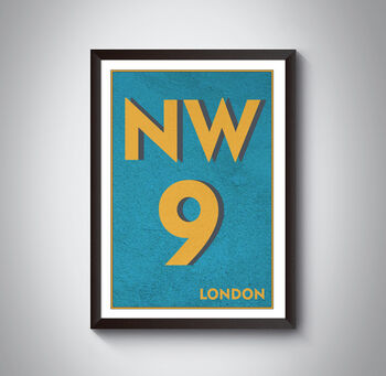 Nw9 Harrow London Typography Postcode Print, 5 of 10