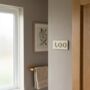 Loo Sign Pastel Yellow, Bathroom Toilet Sign Birch Wood, thumbnail 4 of 12