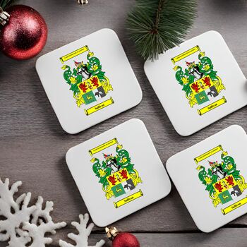 Set Of Four Coat Of Arms Coasters – Personalised Gift, 6 of 6