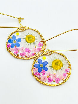 Earrings With Daisy And Forget Me Not Flowers, 5 of 12