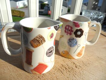 Set Of Two Mini Cream Jugs In Sewing Room Design, 9 of 12