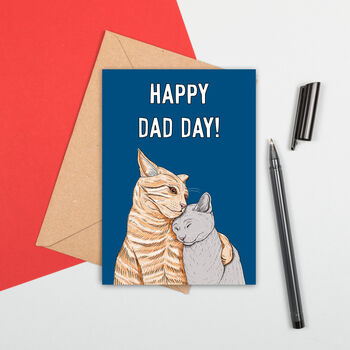 Large Size Happy Cat Dad Day Card, 2 of 2