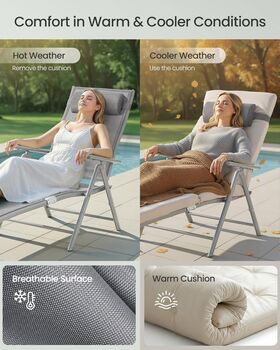 Folding Sun Lounger With Thick Mattress Cushion, 6 of 11