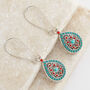 Blue And Orange Bohemian Tear Drop Earrings, thumbnail 1 of 3