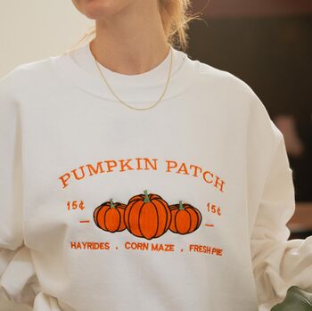 Pumpkin Patch Embroidered Unisex Sweatshirt, 4 of 7
