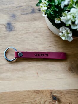 Personalised Genuine Leather Loop Keychain Engraved, 4 of 5