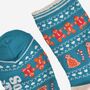 Women's Bamboo Socks Teal Gingerbread Fair Isle, thumbnail 4 of 5