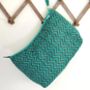 Pagoda Wash Bag In Turquoise Zig Zag Print, thumbnail 1 of 6