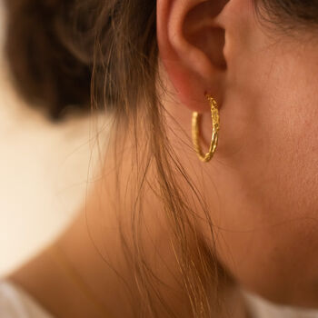 14 K Medium Gold Or Silver Thin Hoop Earrings, 2 of 12