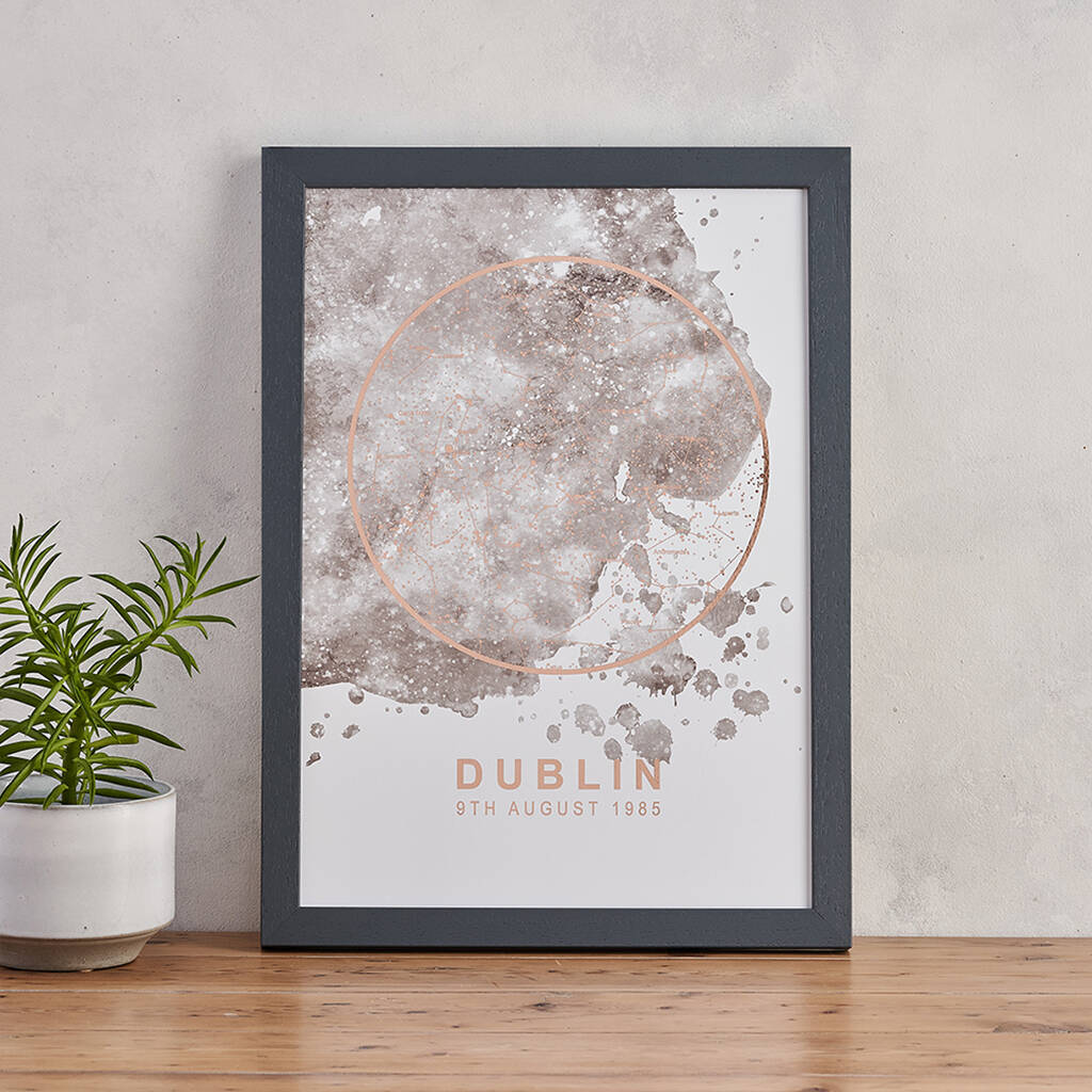 Rose Gold And Grey Map Of The Stars Print, 1 of 4