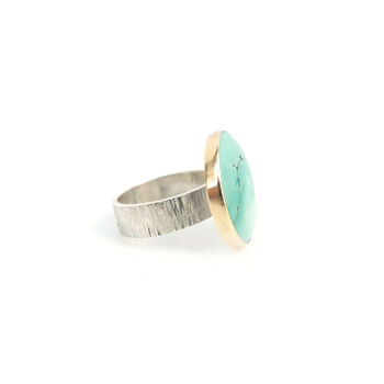 Turquoise Gemstone Ring Set In 9ct Gold And Silver, 5 of 6